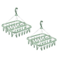 마샤투 32 클립 대용량 옷걸이, 그린, 2개