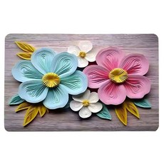 3D效果花卉地墊, 雙色木花, 1個