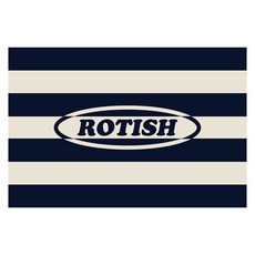 ROTISH 復古條紋可水洗珪藻土地墊, 午夜藍