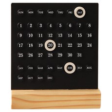 Pick&Home 高級桌面萬年曆圓形日曆, 1個, 黑色