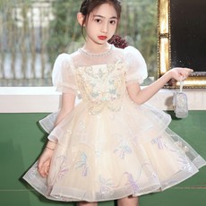베베몽스토리 여아용 반짝 리본 드레스 숏