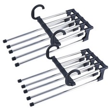 도도리빙 5단 옷수납 바지걸이, 블랙, 2개