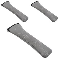 High One Pick 攜帶式拉鍊餐具盒 6.5 x 20 cm, 3個, 自然灰