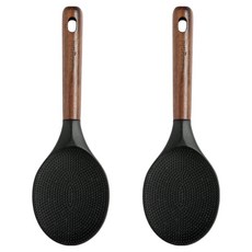 Easy Sili Nova 木柄矽膠廚具鍋鏟, 黑色, 2個
