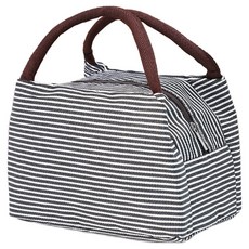 悍妞條紋保冷便當袋, 1個, 黑色