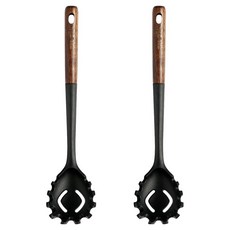 EasySili Nova 木柄矽膠麵勺, 黑色, 2個