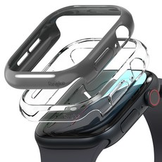 링케 애플워치 슬림 케이스 2p 세트, 클리어 + 다크 그레이, 1세트