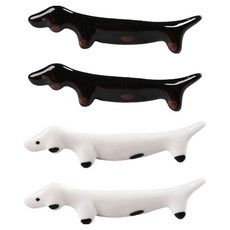 하이원픽 강아지 젓가락 받침 2종 세트, 화이트, 블랙, 2세트