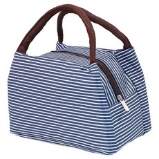 悍妞條紋保冷便當袋, 1個, 海軍藍