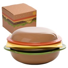 Dailylike 漢堡平面餐盤與碗組, 1套, 混色