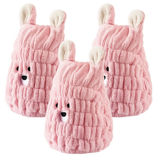 小麥購物 動物乾髮帽 Y577 59g, 粉色熊熊, 3個