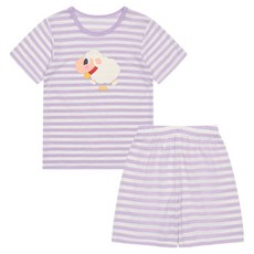 Pancoat Kids 兒童 Pop Dolly 條紋人造絲五分家居服上下套裝 PKTIPLW09Z