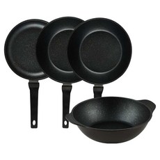 퀸센스 디너 후라이팬 4종 세트 4개, 브라운, 후라이팬 24cm + 궁중팬 28cm(2p)+ 파티웍 28cm, 1세트