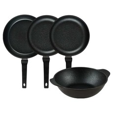퀸센스 디너 후라이팬 4종 세트 4개, 브라운, 후라이팬 28cm + 후라이팬 24cm(2p) + 파티웍 28cm, 1세트
