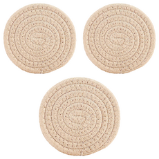 AHOYE 北歐風棉繩編織杯墊/吸水杯墊/防燙墊/隔熱墊, 亞麻色, 3個