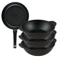 퀸센스 디너 후라이팬 세트 4개, 브라운, 후라이팬 28cm + 파티웍 28cm(3p), 1개