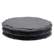 AHOYE 日式板岩杯墊/吸水杯墊/防燙墊/隔熱墊, 黑色, 3個