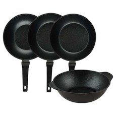 퀸센스 디너 후라이팬 4종 세트 4개, 브라운, 궁중팬 24cm + 궁중팬 28cm(2p)+파티웍 28cm, 1세트