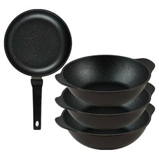 퀸센스 디너 후라이팬 4종 세트 4개, 브라운, 후라이팬 24cm + 파티웍 28cm(3p), 1세트
