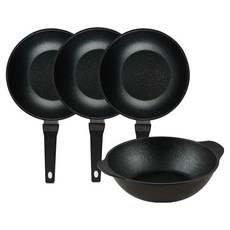 퀸센스 디너 후라이팬 4종 세트 4개, 브라운, 궁중팬 24cm(3p) + 파티웍 28cm, 1세트