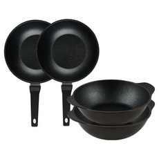 퀸센스 디너 후라이팬 4종 세트 4개, 브라운, 궁중팬 24cm(2P) + 파티웍 28cm(2p), 1세트