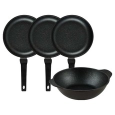 퀸센스 디너 후라이팬 4종 세트 4개, 브라운, 후라이팬 24cm(3p) + 파티웍 28cm, 1세트