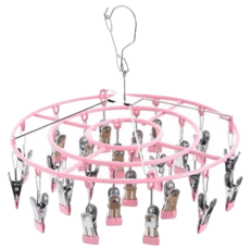 小綠豆居家百貨 不鏽鋼防滑防風衣夾 20夾 粉色 - 穩固夾住衣物, 1個