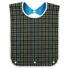 Goodsome 孝親款成人防水圍兜 無口袋 XL, 1個, 綠色格紋