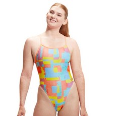 speedo Basquefresco 數位印花V領美背連身泳衣 8-1284316623
