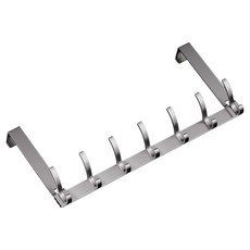 LalaGongbang 簡約免鑽孔門掛式衣架 房門衣架 14勾, 鋼鐵灰, 1個