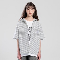 JCB 女童款寬鬆連帽格子襯衫 U341