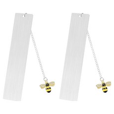 굄스 깔끔하고 심플한 스테인리스 스틸 책갈피 26 x 13 cm, 화이트꿀벌, 2개