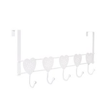 Axis 艾克思 愛心無痕門後掛勾 5勾 台灣製 門後掛架 門後收納, 白色, 1個