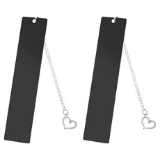 굄스 깔끔하고 심플한 스테인리스 스틸 책갈피 26 x 13 cm, 블랙펀친하트, 2개