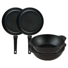 QUEEN SENSE 晚餐平底鍋4件組, 1套, 棕色, 28cm 平底鍋 + 28cm 平底鍋 + 28cm 派對炒鍋 + 28cm 派對炒鍋