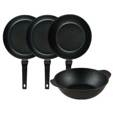 퀸센스 디너 후라이팬 세트 4개, 브라운, 1세트, 28cm 후라이팬 + 28cm 후라이팬 + 28cm 궁중팬 + 28cm 파티웍