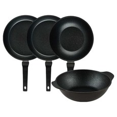 퀸센스 디너 후라이팬 세트 4개, 브라운, 1세트, 28cm 후라이팬 + 28cm 후라이팬 + 24cm 궁중팬 + 28cm 파티웍