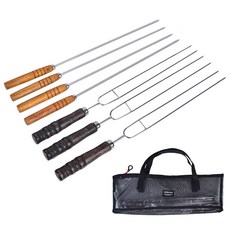 CLS 不鏽鋼烤肉叉7件組, 黑色, 1組