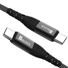 B BLOCK Type-C to Type-C 超高速PD充電線 60W, 3.6m, 黑色, 1個