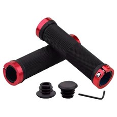 루미온 자전거 오래사용 핸들 그립 2p + 플러그 2p + 공구 세트, 레드, 1세트
