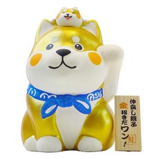 MODACore 摩達客 春節開運招財 超萌大小秋田柴犬招財狗 日本製, 金色
