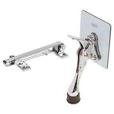 LIVINGiF 玄關門安全掛勾 鉻色 + 黏貼式馬蹄形門擋 鉻色 套組, 1套