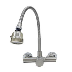 雙手萬能 正304不鏽鋼廚房壁式龍頭 三段式出水, 1個