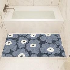 好物良品 可剪裁浴室防滑絲圈瀝水墊, 霧灰花漫, 1個