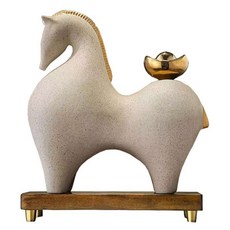 摩達客 開運招財馬上有錢擺飾 高級質感設計 家居擺飾, 24 x 12 x 27cm, 白色