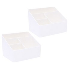 맙소샵 데스크 정리정돈 분리 수납함 4칸 2p BRP308, 화이트, 1단