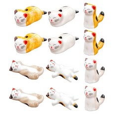 MONACO OLIVE 貓咪陶瓷筷架6件組, 2套, 混色