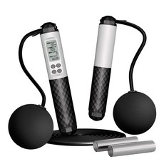 無繩跳繩/電子跳繩 跳繩 + 球 + 長繩 + 負重條 + 收納袋 + 螺絲起子 + 電池, 1組, 黑白撞色