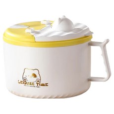 couselect 卡通316不鏽鋼泡麵碗/大容量保溫飯盒/外出便當盒/湯碗速食杯 + 摺疊餐具組 15 x 15 x 13.5cm 1.1L, 1個, 天鵝白