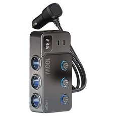 아이팝 카렉스 100W 차량용 스위치 멀티 USB 시거잭 PD C타입 고속 충전 소켓, 1개, 3구